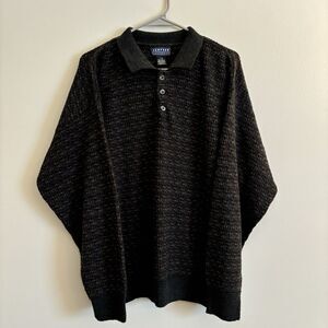 VTG Jantzen Henley Sweater Gray Multicolor Collard - Mens Size Large